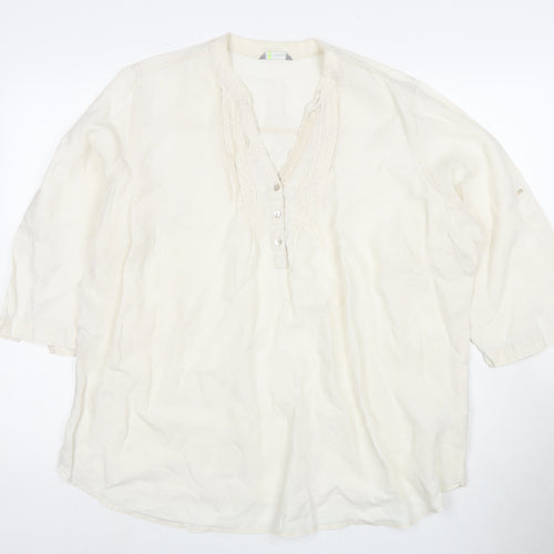 Marks and Spencer Women's White Linen Blend Tunic Size 22