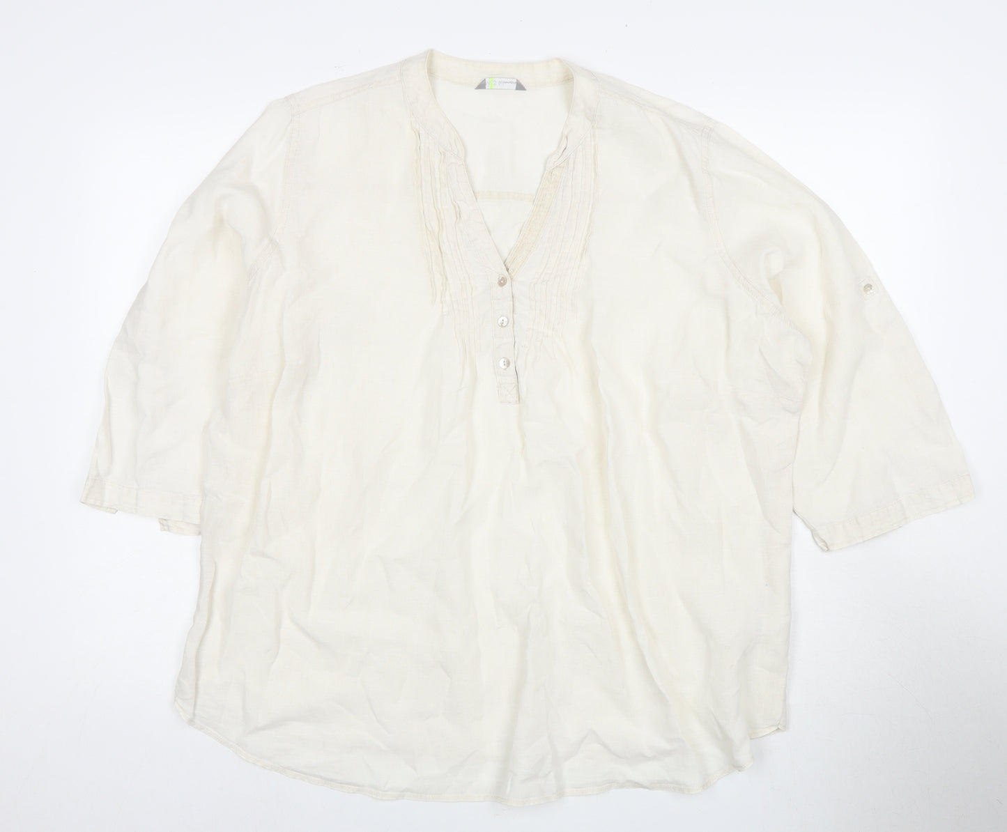 Marks and Spencer Women's White Linen Blend Tunic Size 22