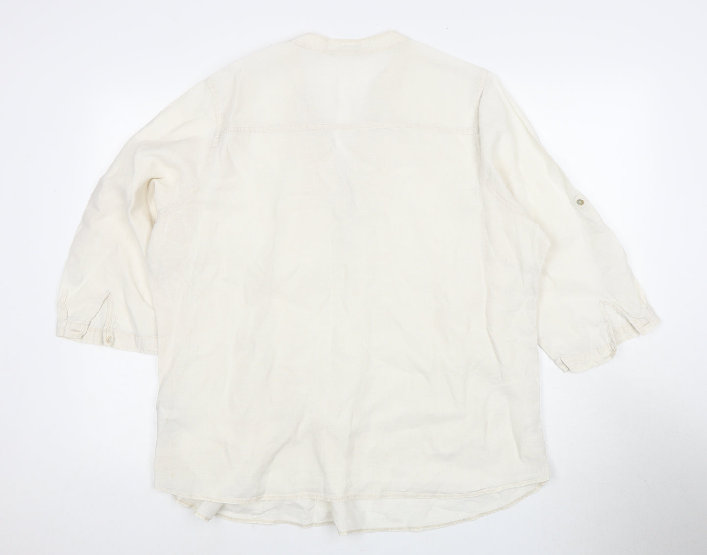Marks and Spencer Women's White Linen Blend Tunic Size 22