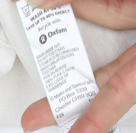 Marks and Spencer Women's White Linen Blend Tunic Size 22
