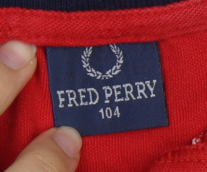 Fred Perry Boys Red Polo Shirt Size 104cm
