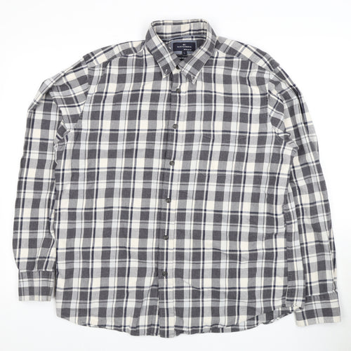 Marks and Spencer Men's Grey Check Shirt Large