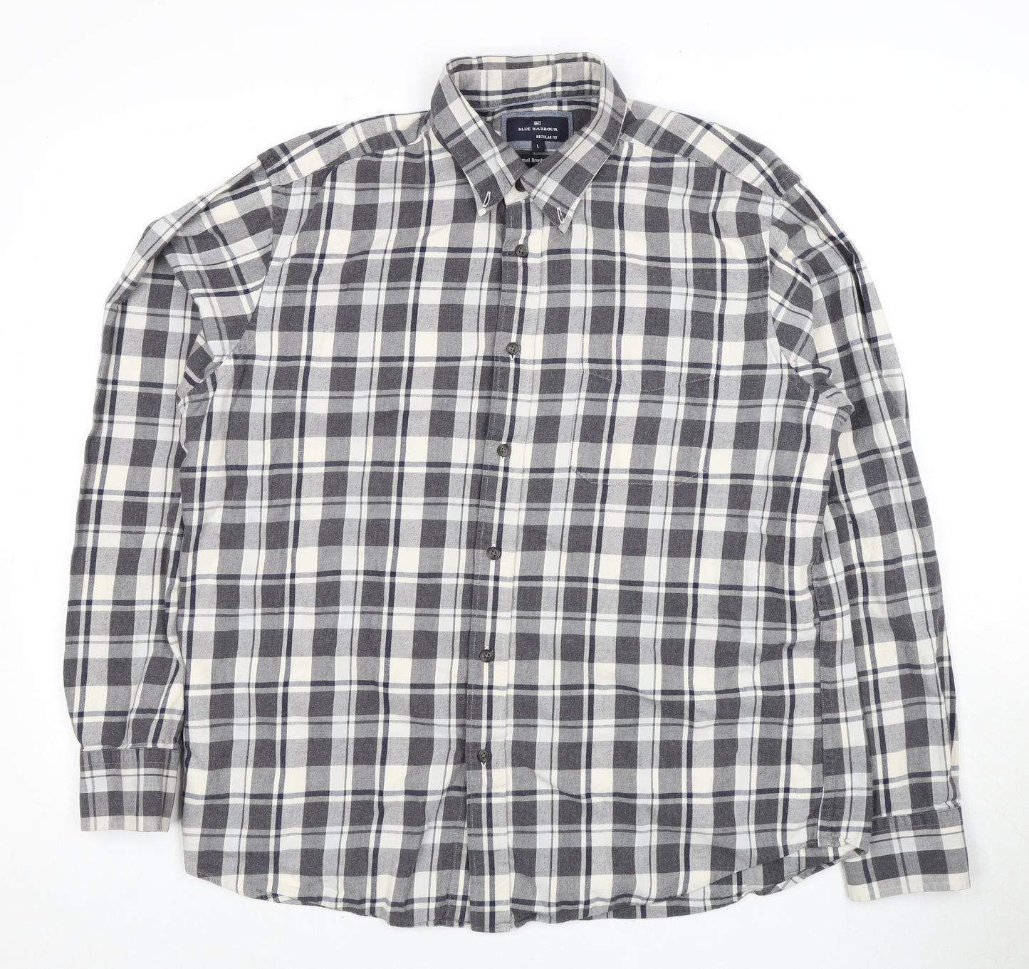Marks and Spencer Men's Grey Check Shirt Large