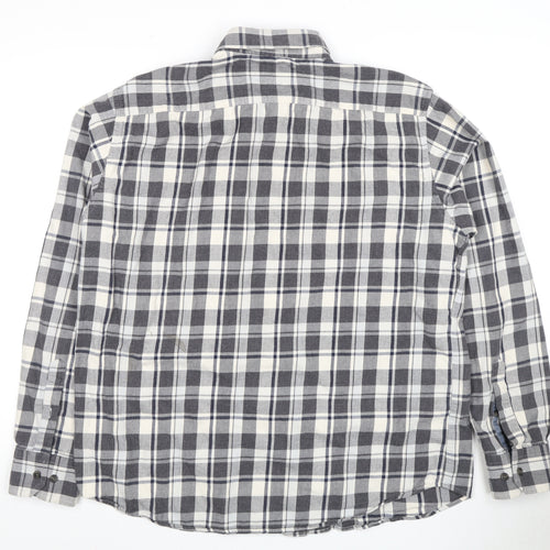 Marks and Spencer Men's Grey Check Shirt Large