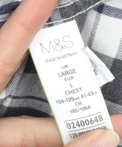 Marks and Spencer Men's Grey Check Shirt Large