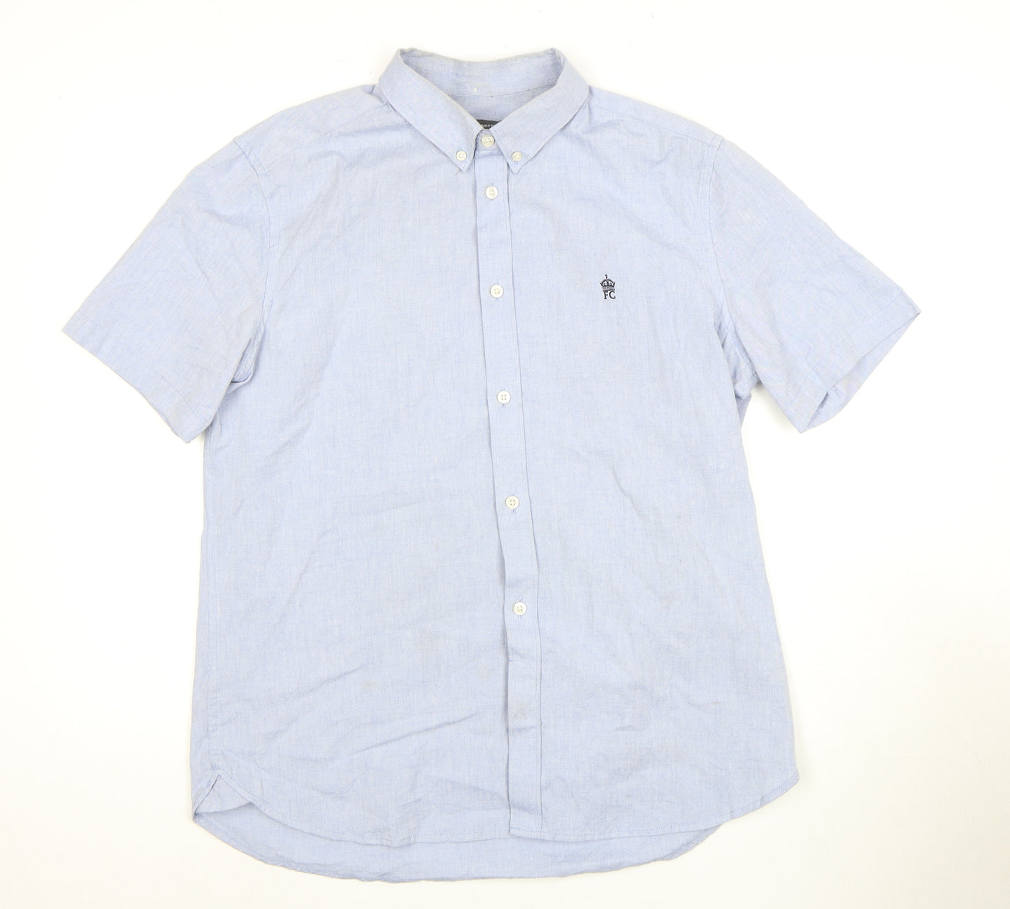 French Connection Men's Blue Short Sleeve Shirt L