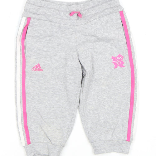 Adidas Girls Grey Athletic Shorts 7-8 Years