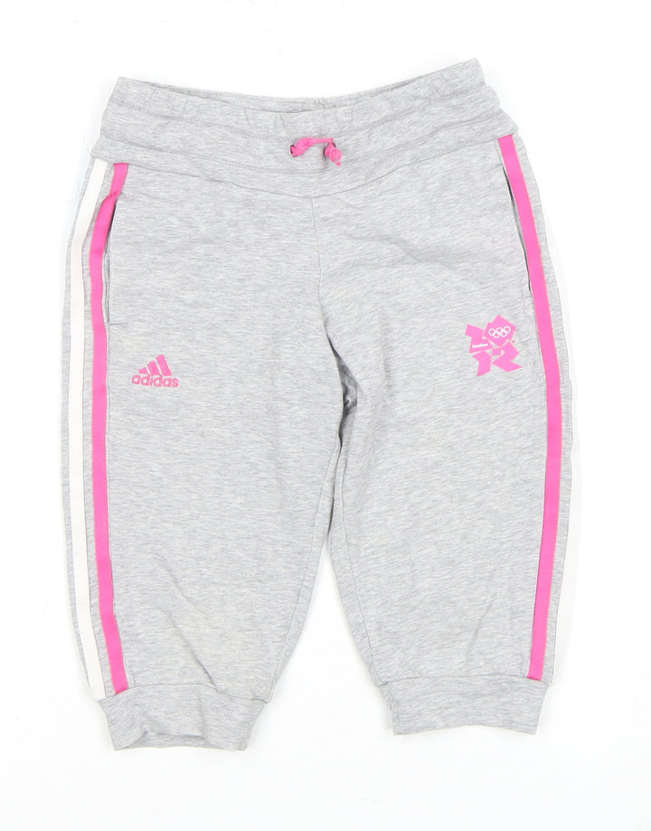 Adidas Girls Grey Athletic Shorts 7-8 Years