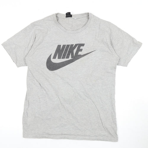 Nike Men's Grey Logo T-Shirt, Short Sleeve, Crew Neck