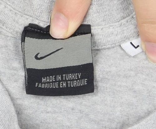 Nike Men's Grey Logo T-Shirt, Short Sleeve, Crew Neck