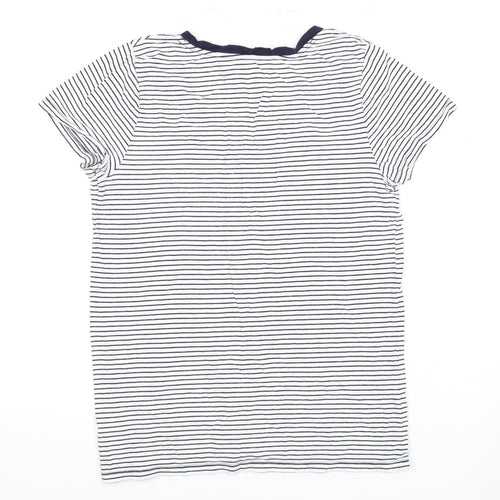 Gap Women's White Striped T-Shirt, Medium, V-Neck