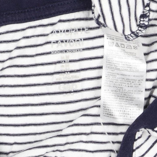 Gap Women's White Striped T-Shirt, Medium, V-Neck
