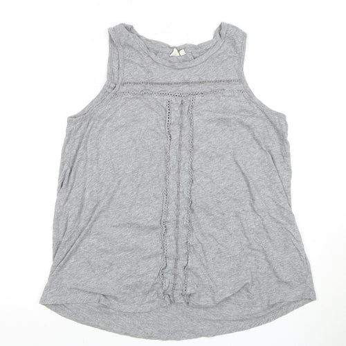 GAP Women’s Grey Tank Top M Sleeveless Crochet Accent
