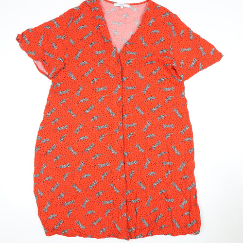 Next Women's Orange Animal Print Shift Dress UK 16