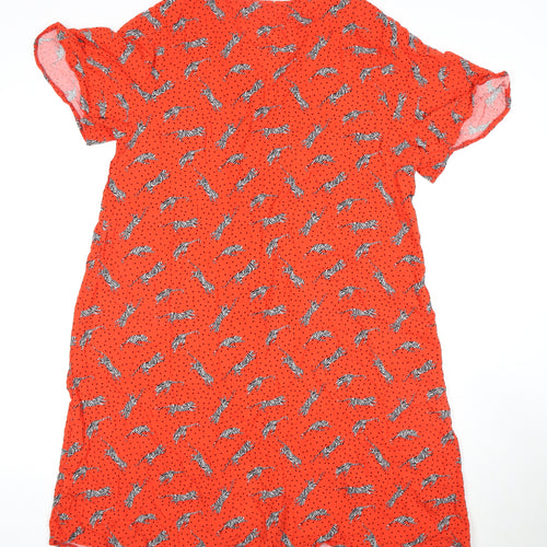 Next Women's Orange Animal Print Shift Dress UK 16