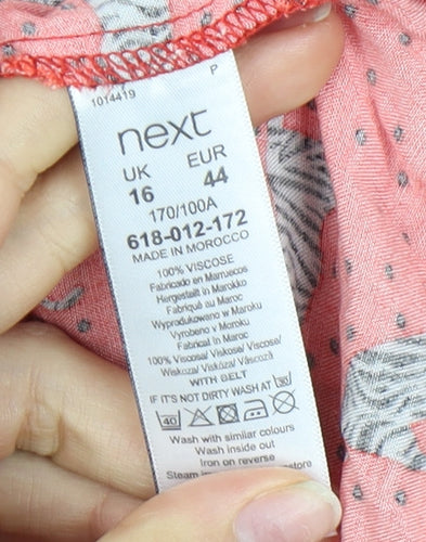 Next Women's Orange Animal Print Shift Dress UK 16