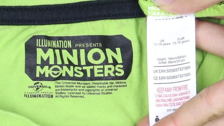 Universal Studios Boys Green Minion Long Sleeve T-Shirt 13-14