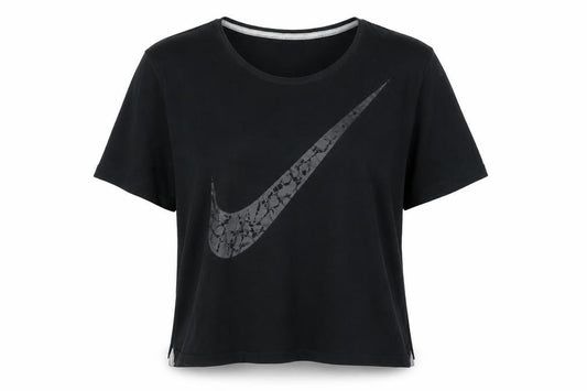 Front view of Nike Women's Black Crew Neck T-Shirt, size M, Casual Wear