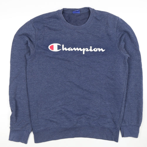 Champion Men's Blue Logo Sweatshirt - Medium