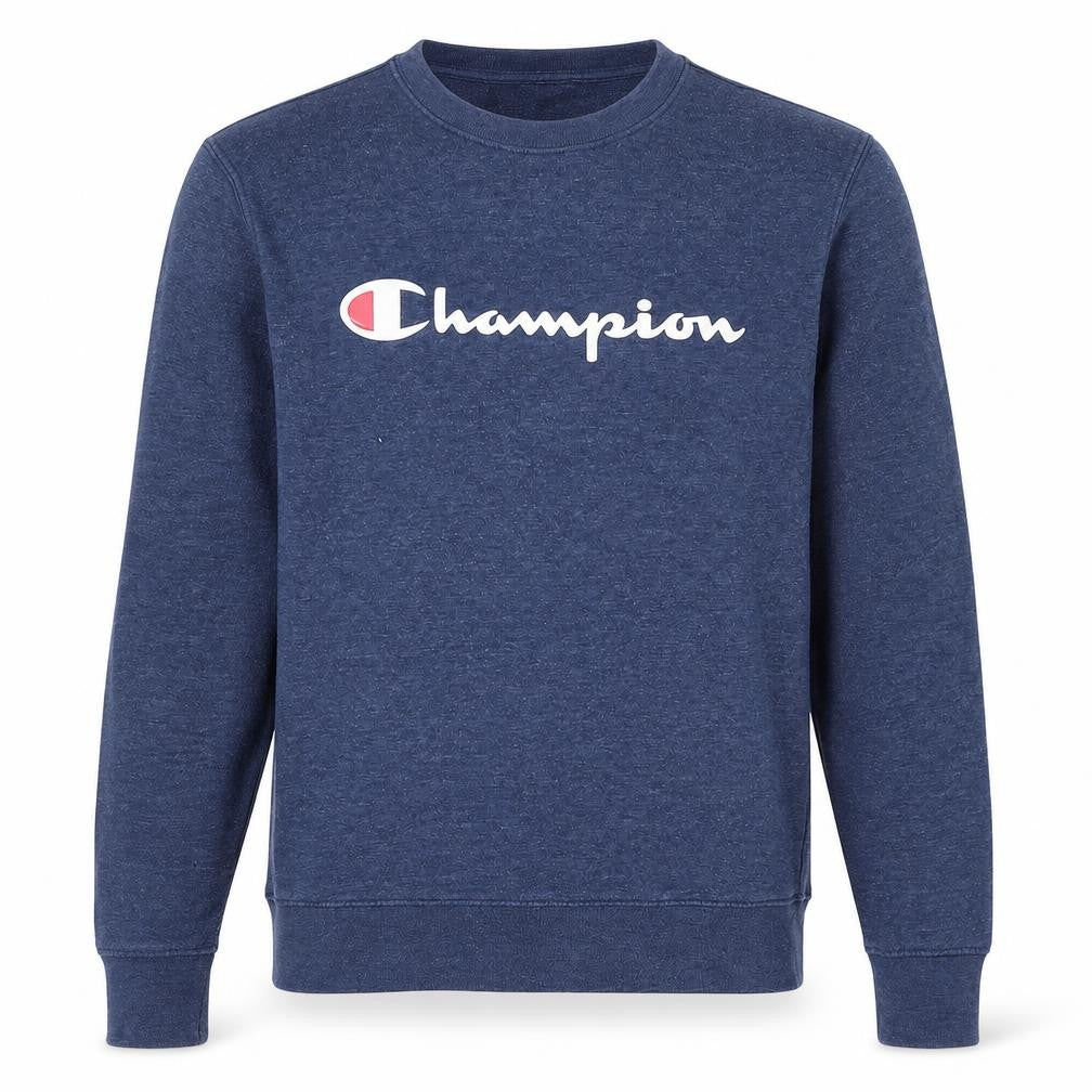 Front view of Champion Men's Blue Logo Sweatshirt - Medium