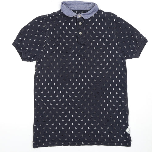 Soulcal & Co Men's Black Anchor Print Polo Shirt M