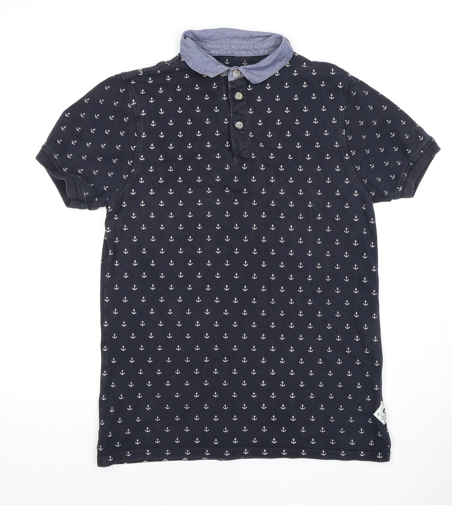 Soulcal & Co Men's Black Anchor Print Polo Shirt M