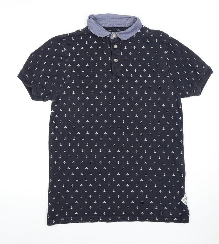 Soulcal & Co Men's Black Anchor Print Polo Shirt M