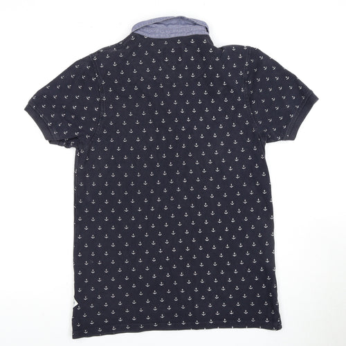 Soulcal & Co Men's Black Anchor Print Polo Shirt M