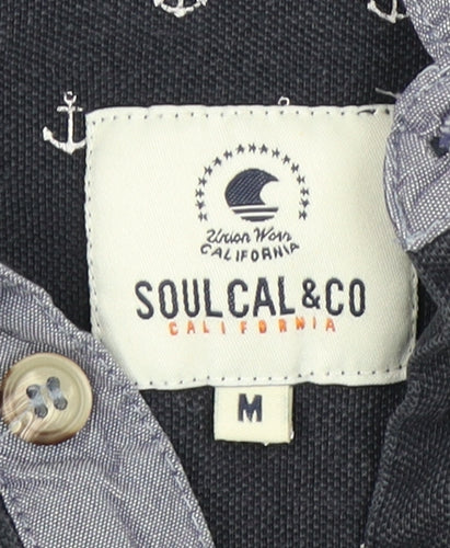 Soulcal & Co Men's Black Anchor Print Polo Shirt M