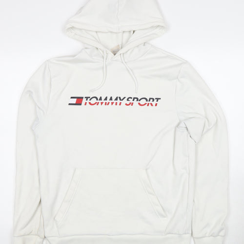 Tommy Sport Men's White Hoodie Size S Pullover