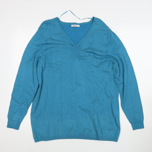 Damart Women's Blue V-Neck Pullover Jumper - L