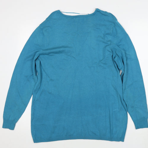 Damart Women's Blue V-Neck Pullover Jumper - L