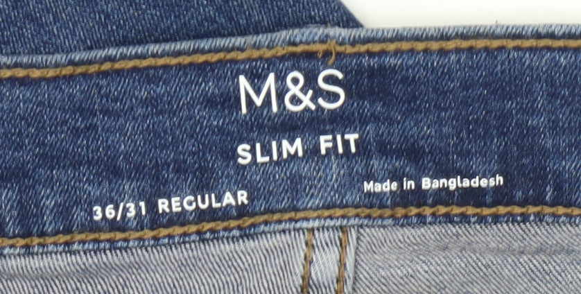 Marks and Spencer Men's Blue Slim Fit Jeans 36/31