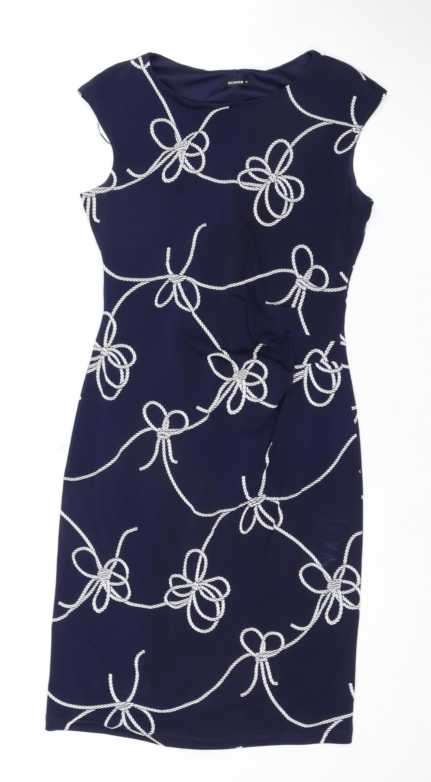 Roman Women's Blue Dress Size 10 - Elegant and Chic