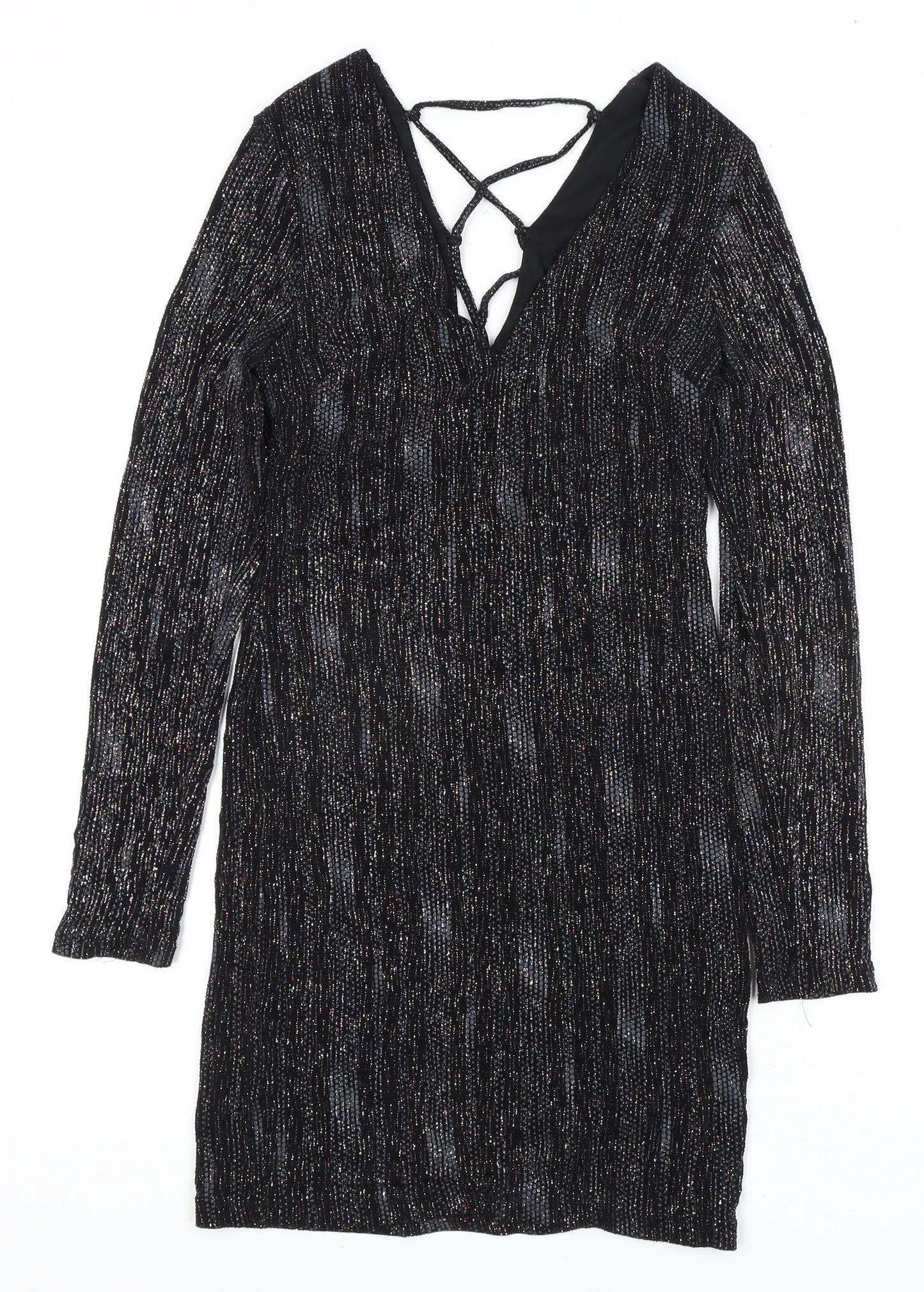 Topshop Women's Black Long Sleeve Party Dress