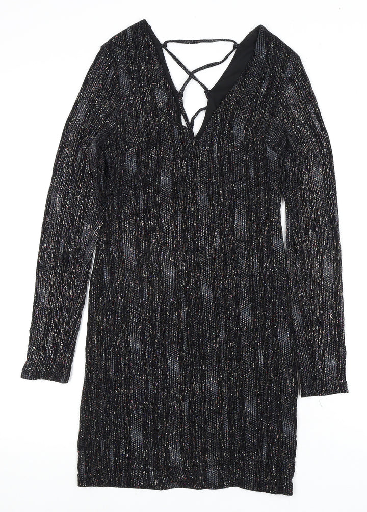 Topshop Women's Black Long Sleeve Party Dress