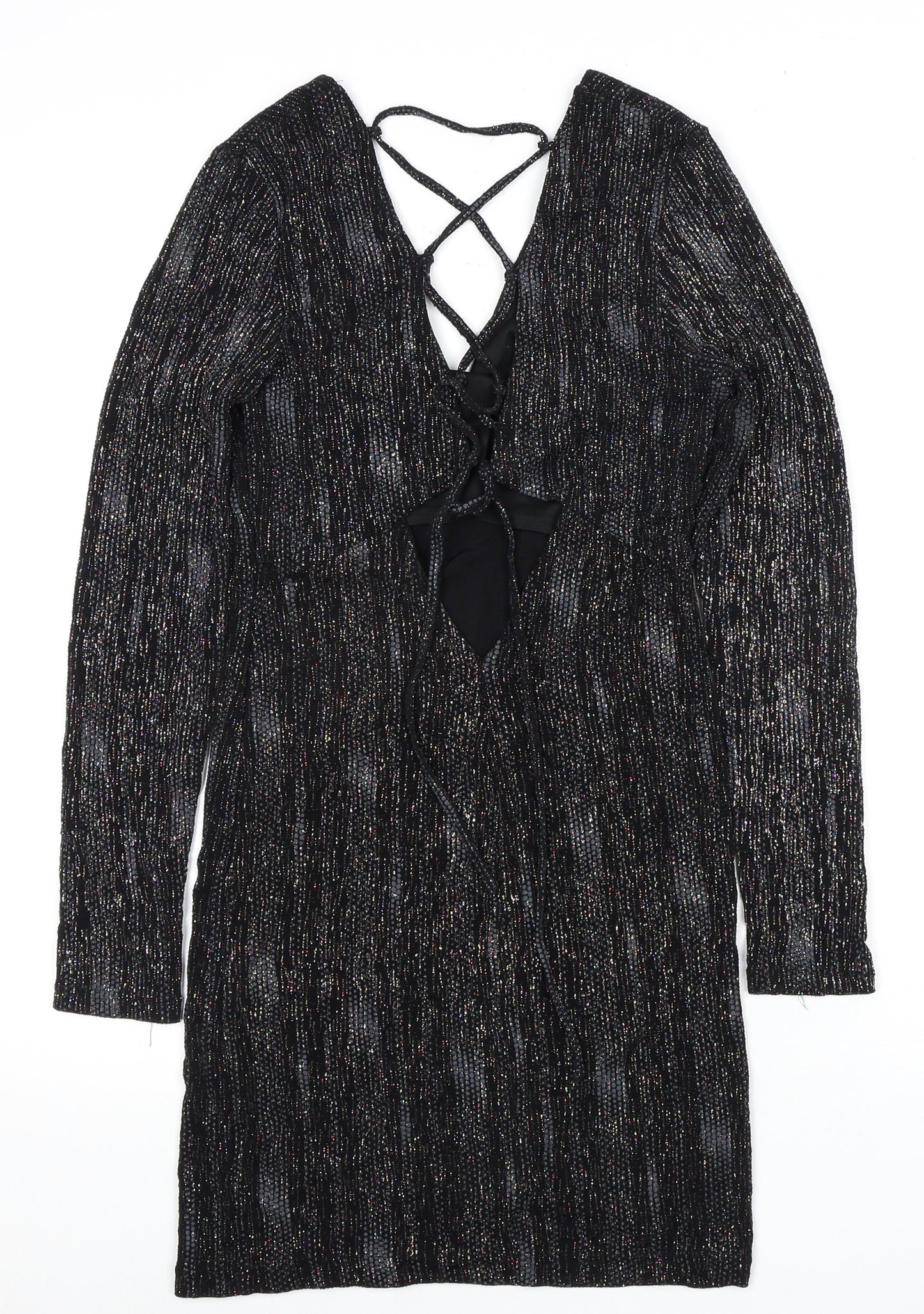 Topshop Women's Black Long Sleeve Party Dress