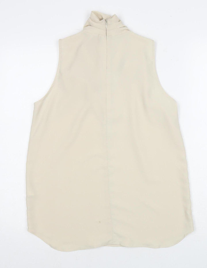 River Island Women's Beige Sleeveless Cowl Neck Blouse