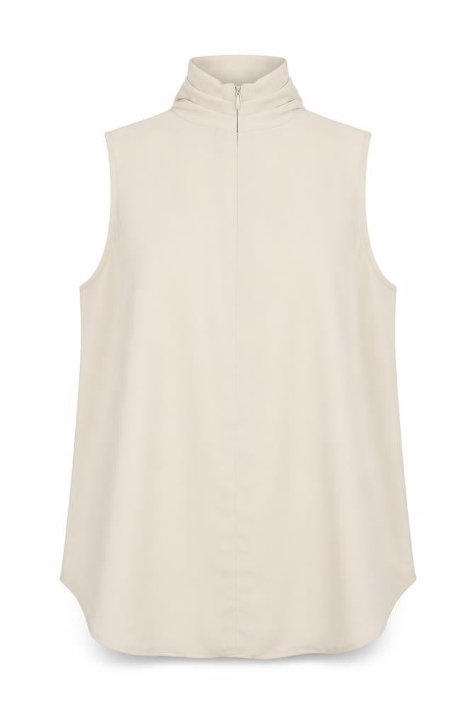 Front view of River Island Women's Beige Sleeveless Cowl Neck Blouse