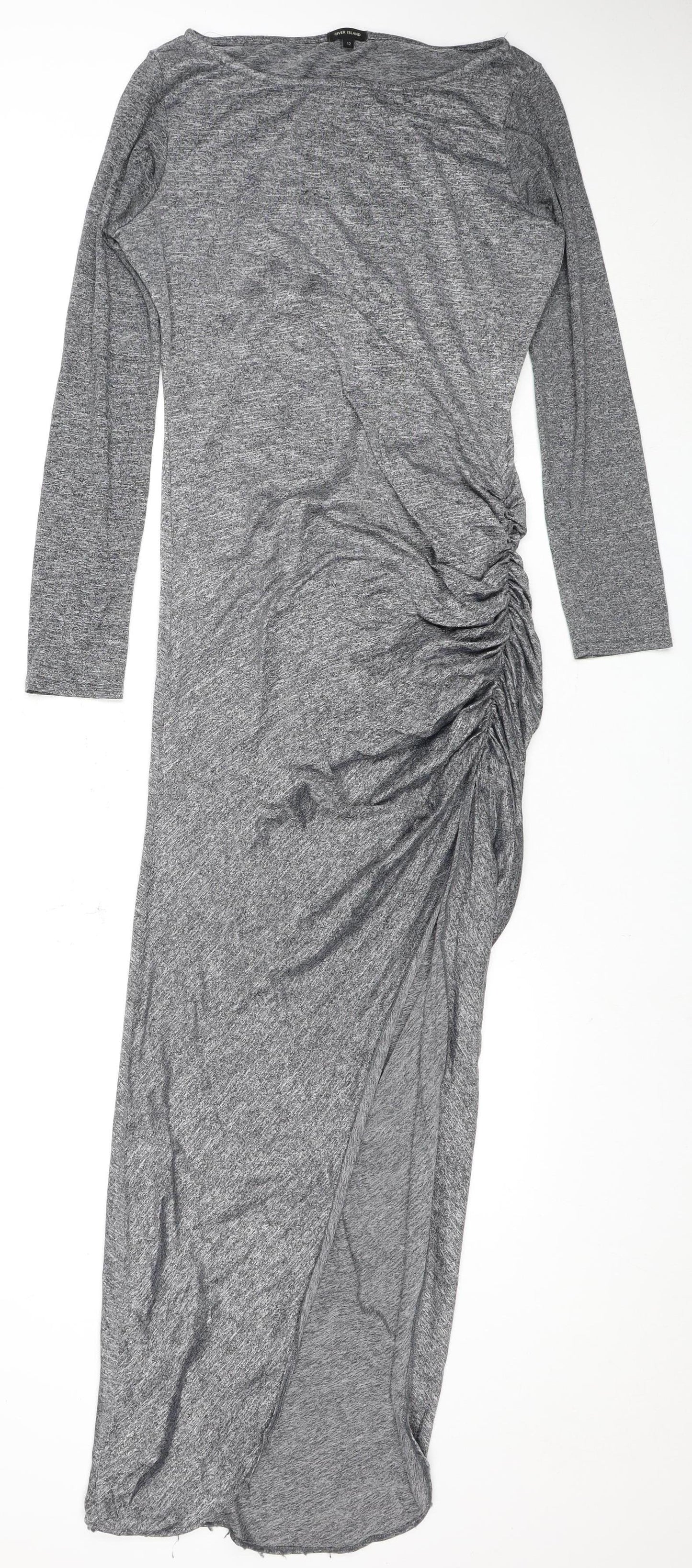 River Island Grey Long Jersey Dress, Size 12, Women
