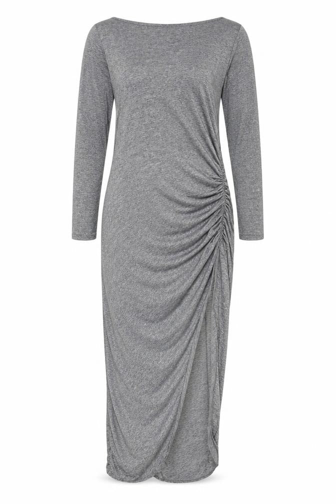 Front view of River Island Grey Long Jersey Dress, size 12, Women