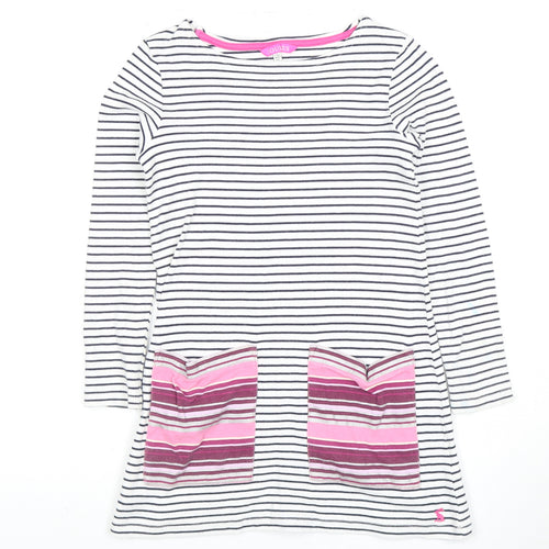 Joules Girls' Stripe Shift Dress, 7-8 Years, Long Sleeve