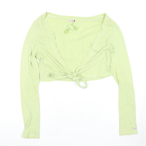 White Stuff Women's Green Cropped Wrap Top Size 12