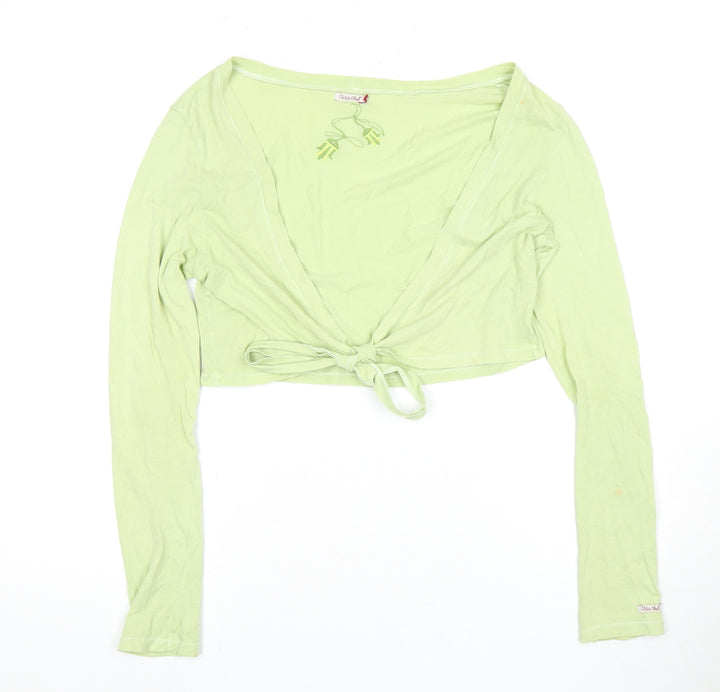 White Stuff Women's Green Cropped Wrap Top Size 12