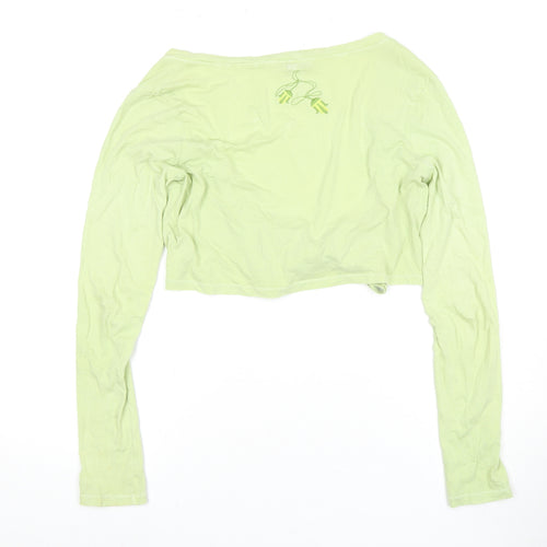 White Stuff Women's Green Cropped Wrap Top Size 12