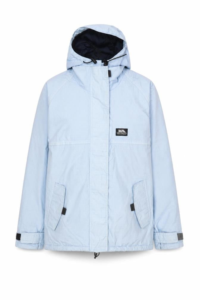 Front view of Trespass unisex blue parka jacket l - outdoor casual