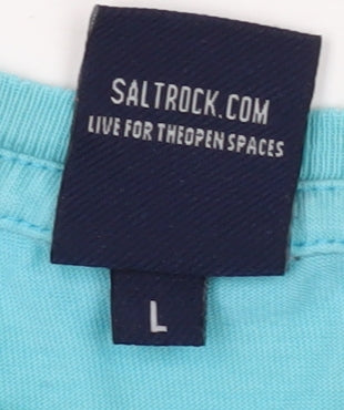 Saltrock Men's Blue Graphic Print Cotton T-Shirt L