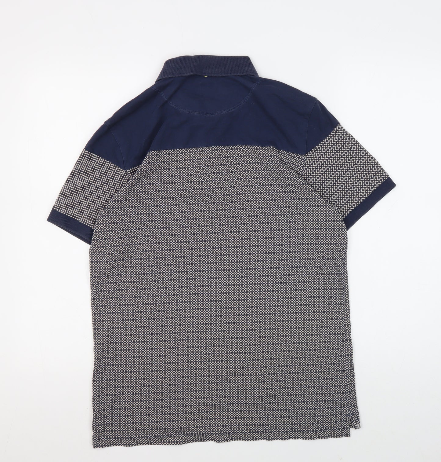 Pretty Green Men's Blue Polo Shirt, Size S, Geometric Pattern