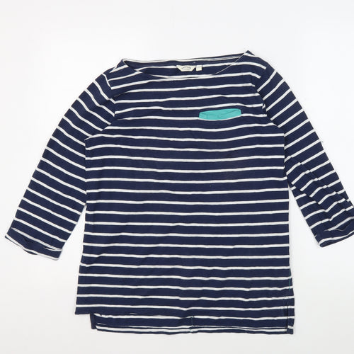FatFace Women's Blue Striped T-Shirt Size 10