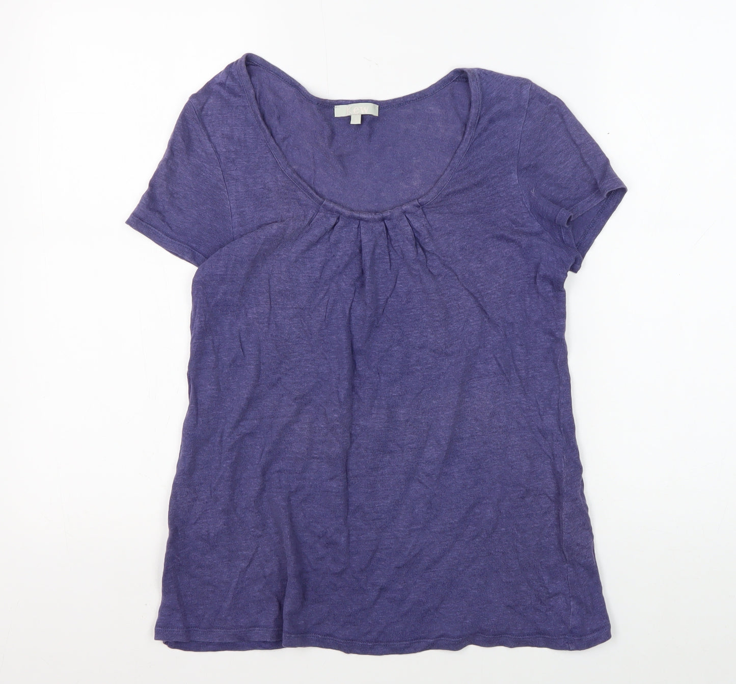 Kew Womens Purple Linen Scoop Neck T-Shirt - S